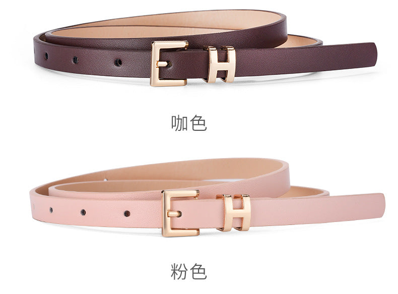 New Foreign Trade Hot-Selling I-Buckle Thin Belt for Women, Fashionable, High-End, Versatile Dress, Suit Decorative Belt
