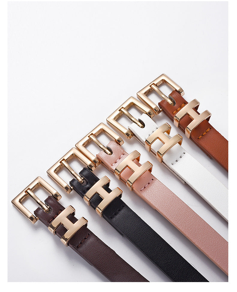 New Foreign Trade Hot-Selling I-Buckle Thin Belt for Women, Fashionable, High-End, Versatile Dress, Suit Decorative Belt