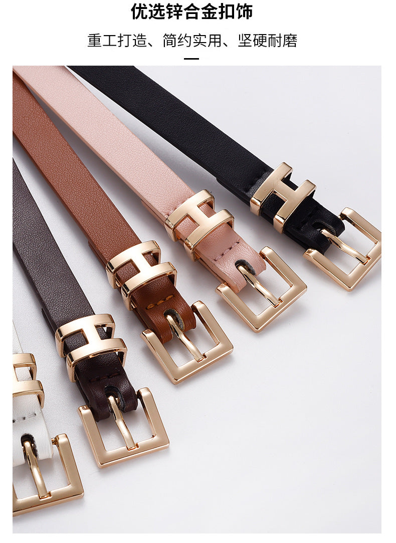 New Foreign Trade Hot-Selling I-Buckle Thin Belt for Women, Fashionable, High-End, Versatile Dress, Suit Decorative Belt