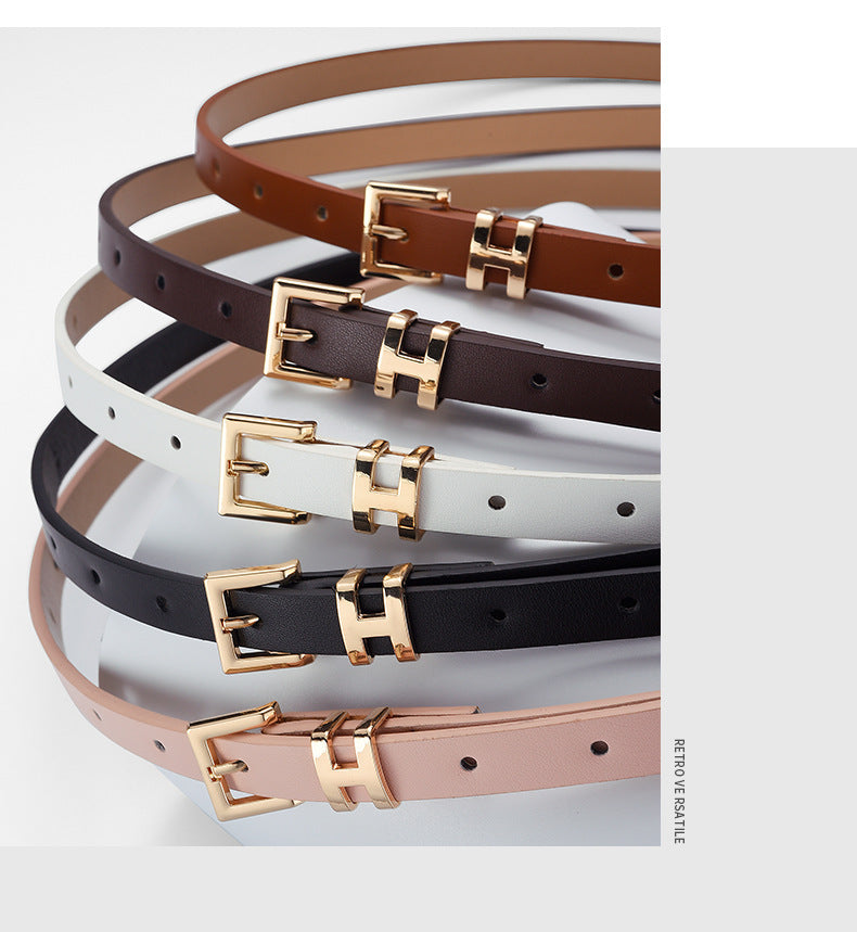 New Foreign Trade Hot-Selling I-Buckle Thin Belt for Women, Fashionable, High-End, Versatile Dress, Suit Decorative Belt