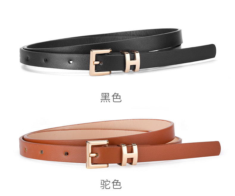 New Foreign Trade Hot-Selling I-Buckle Thin Belt for Women, Fashionable, High-End, Versatile Dress, Suit Decorative Belt